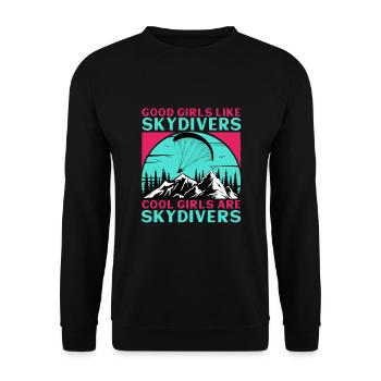 Les bonnes filles comme les parachutistes Les filles cool sont des parachutistes - Sweat-shirt Unisexe - noir - Devant - Alina (178cm) & Michal (187cm)