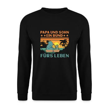 Papa und Sohn Ein Bund fürs Leben - Unisex Pullover - Schwarz - Vorne - Alina (178cm) & Michal (187cm)