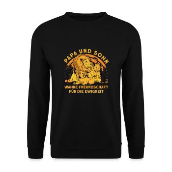Papa und Sohn Wahre Freundschaft für die Ewigkeit - Unisex Pullover - Schwarz - Vorne - Alina (178cm) & Michal (187cm)