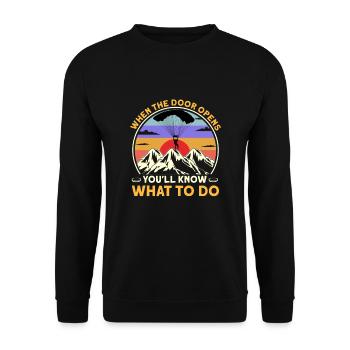 When The Door Opens You'll Know What To Do - Unisex Pullover - Schwarz - Vorne - Alina (178cm) & Michal (187cm)