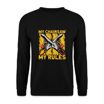 Ma tronçonneuse Mes règles - Sweat-shirt Unisexe - noir - Devant - Alina (178cm) & Michal (187cm)