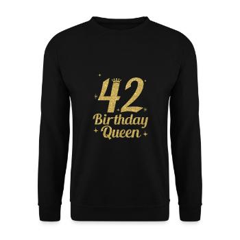 Birthday Queen 42 - Unisex Sweatshirt - black - Front - Alina (178cm) & Michal (187cm)