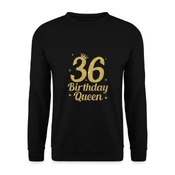 Birthday Queen 36 - Unisex Sweatshirt - black - Front - Alina (178cm) & Michal (187cm)