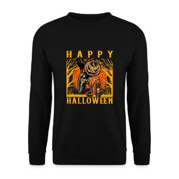 Happy Halloween - Unisex Pullover - Schwarz - Vorne - Alina (178cm) & Michal (187cm)