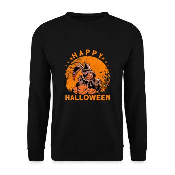Happy Halloween - Unisex Pullover - Schwarz - Vorne - Alina (178cm) & Michal (187cm)