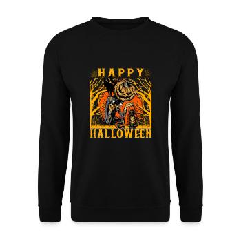 Happy Halloween - Unisex Pullover - Schwarz - Vorne - Alina (178cm) & Michal (187cm)