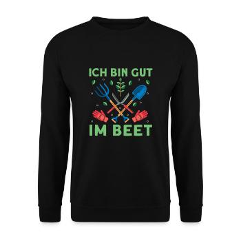 Ich Bin Gut Im Beet - Unisex Pullover - Schwarz - Vorne - Alina (178cm) & Michal (187cm)