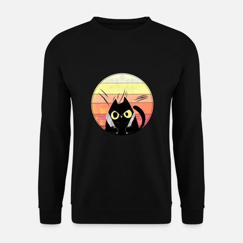 Crazy cat with knives - Unisex Sweatshirt - black