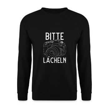 Bitte Lächeln - Unisex Pullover - Schwarz - Vorne - Alina (178cm) & Michal (187cm)