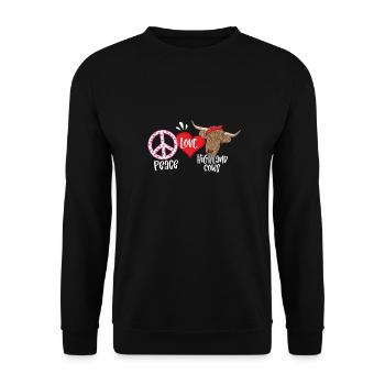 Peace Love Highland Cows - Unisex Pullover - Schwarz - Vorne - Alina (178cm) & Michal (187cm)