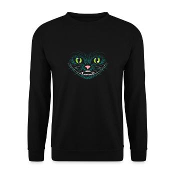 Grinse Katze - Unisex Pullover - Schwarz - Vorne - Alina (178cm) & Michal (187cm)