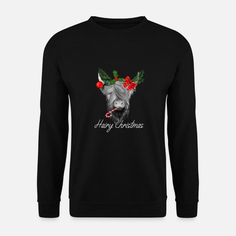 Hairy Christmas Scottish Highland Cattle - Unisex Sweatshirt - black