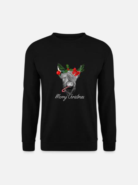 Merry Christmas Schottisches Hochlandrind - Unisex Pullover - Schwarz