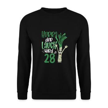 Hurra der Lauch wird 28 - Unisex Pullover - Schwarz - Vorne - Alina (178cm) & Michal (187cm)
