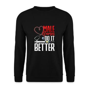 Male Nurses Do It - Unisex Pullover - Schwarz - Vorne - Alina (178cm) & Michal (187cm)