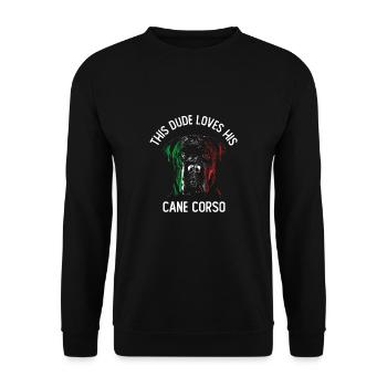 Ce mec aime son Corso de canne - Sweat-shirt Unisexe - noir - Devant - Alina (178cm) & Michal (187cm)