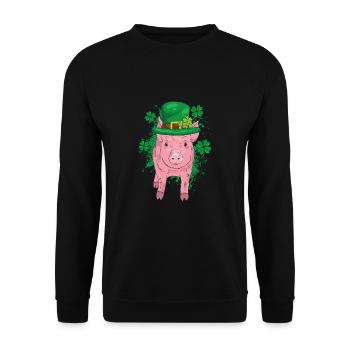 Clover Lucky Pig - Unisex Sweatshirt - black - Front - Alina (178cm) & Michal (187cm)