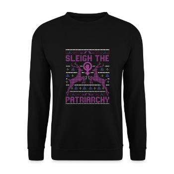 Sleigh The Patriarchy - Unisex Pullover - Schwarz - Vorne - Alina (178cm) & Michal (187cm)