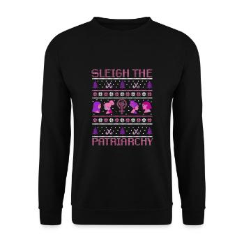 Sleigh The Patriarchy - Unisex Sweatshirt - black - Front - Alina (178cm) & Michal (187cm)