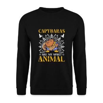Capybaras Are My Spirit Animal - Unisex Pullover - Schwarz - Vorne - Alina (178cm) & Michal (187cm)