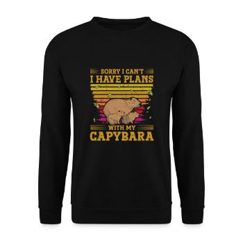 Sorry I Can't I Have Plans With My Capybara - Unisex Pullover - Schwarz - Vorne - Alina (178cm) & Michal (187cm)