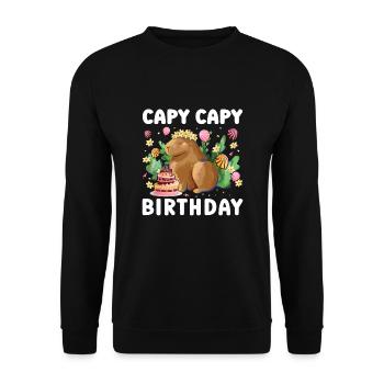 Capy Birthday - Unisex Sweatshirt - black - Front - Alina (178cm) & Michal (187cm)