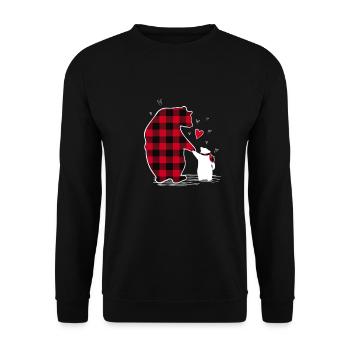 Familie Bär Pyjama Kariert - Unisex Pullover - Schwarz - Vorne - Alina (178cm) & Michal (187cm)