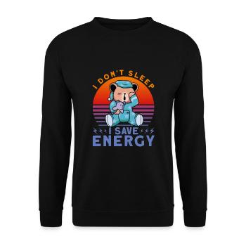 Je ne dors pas J’économise de l’énergie - Sweat-shirt Unisexe - noir - Devant - Alina (178cm) & Michal (187cm)