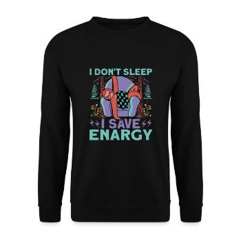 Je ne dors pas J’économise de l’énergie - Sweat-shirt Unisexe - noir - Devant - Alina (178cm) & Michal (187cm)