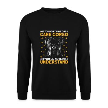 Cane Corso Italiano Italian Mastiff Dog Pet - Unisex Pullover - Schwarz - Vorne - Alina (178cm) & Michal (187cm)