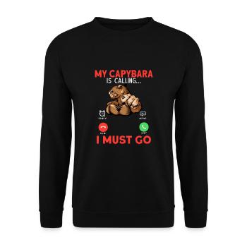 Mon capybara appelle I Must Go - Sweat-shirt Unisexe - noir - Devant - Alina (178cm) & Michal (187cm)