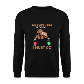 Mon capybara appelle I Must Go - Sweat-shirt Unisexe - noir - Devant - Alina (178cm) & Michal (187cm)