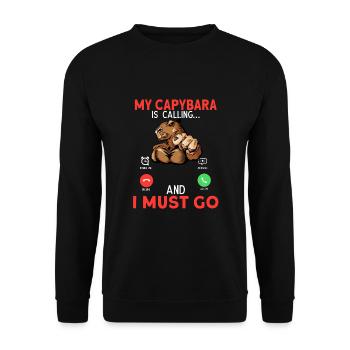 My Capybara Is Calling And I Must Go - Unisex Sweatshirt - black - Front - Alina (178cm) & Michal (187cm)