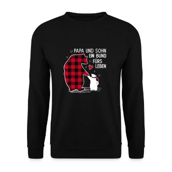 Papa und Sohn Ein Bund fürs Leben - Unisex Pullover - Schwarz - Vorne - Alina (178cm) & Michal (187cm)