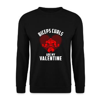 Biceps Curls Are My Valentine - Unisex Pullover - Schwarz - Vorne - Alina (178cm) & Michal (187cm)