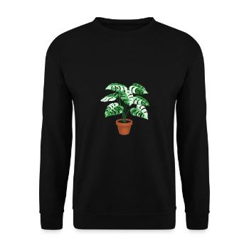 Monstera panaché - Sweat-shirt Unisexe - noir - Devant - Alina (178cm) & Michal (187cm)
