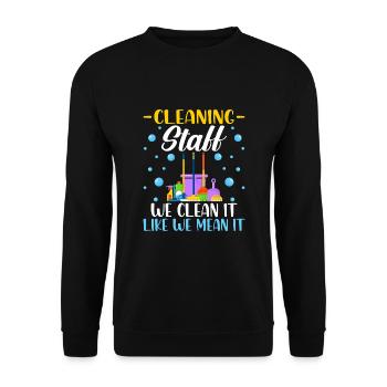 Cleaning Staff - Unisex Sweatshirt - black - Front - Alina (178cm) & Michal (187cm)