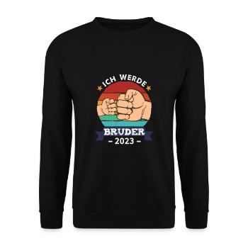 Ich werde Bruder 2023 - Unisex Pullover - Schwarz - Vorne - Alina (178cm) & Michal (187cm)