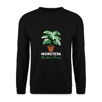 Monstera My Green Therapy - Unisex Pullover - Schwarz - Vorne - Alina (178cm) & Michal (187cm)