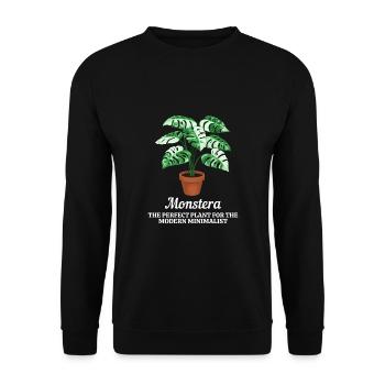 Monstera Modern Minimalist - Unisex Pullover - Schwarz - Vorne - Alina (178cm) & Michal (187cm)