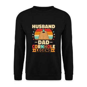 Husband Dad Cornhole Legend - Unisex Pullover - Schwarz - Vorne - Alina (178cm) & Michal (187cm)