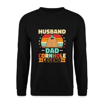 Husband Dad Cornhole Legend - Unisex Pullover - Schwarz - Vorne - Alina (178cm) & Michal (187cm)