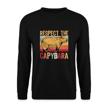 Respect The Capybara - Unisex Pullover - Schwarz - Vorne - Alina (178cm) & Michal (187cm)