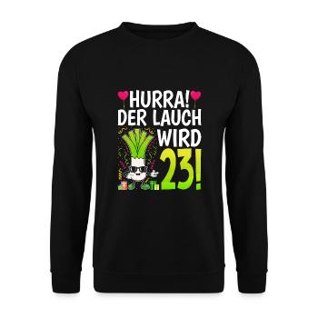 Hurra der Lauch wird 23 - Unisex Pullover - Schwarz - Vorne - Alina (178cm) & Michal (187cm)