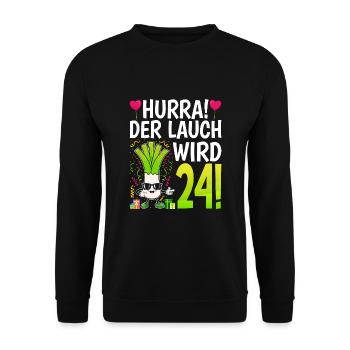 Hurra der Lauch wird 24 - Unisex Pullover - Schwarz - Vorne - Alina (178cm) & Michal (187cm)