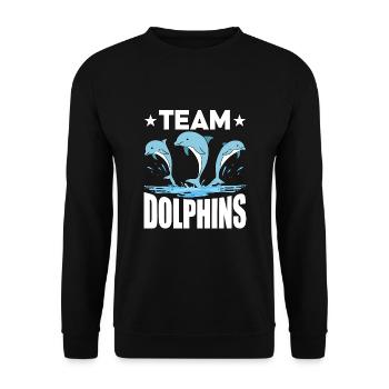 Team Dolphins - Unisex Sweatshirt - black - Front - Alina (178cm) & Michal (187cm)