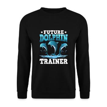 Future Dolphin Trainer - Unisex Sweatshirt - black - Front - Alina (178cm) & Michal (187cm)