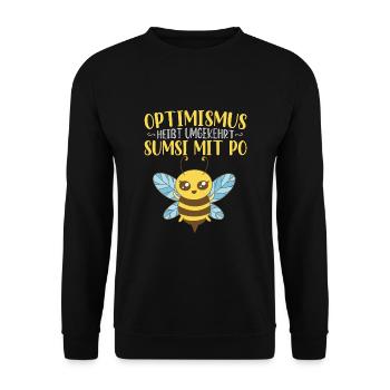Optimismus Sumsi mit Po - Unisex Pullover - Schwarz - Vorne - Alina (178cm) & Michal (187cm)
