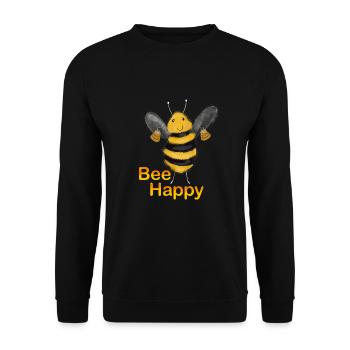 Bee Happy - Unisex Sweatshirt - black - Front - Alina (178cm) & Michal (187cm)