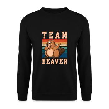 Team Beaver - Unisex Pullover - Schwarz - Vorne - Alina (178cm) & Michal (187cm)